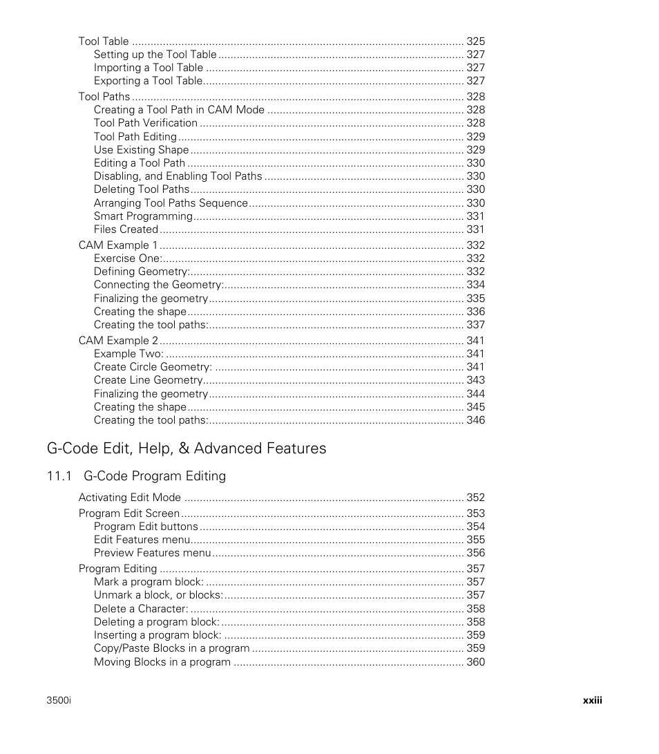 G-code edit, help, & advanced features, 1 g-code program editing | ACU-RITE CNC 3500i User Manual | Page 23 / 474