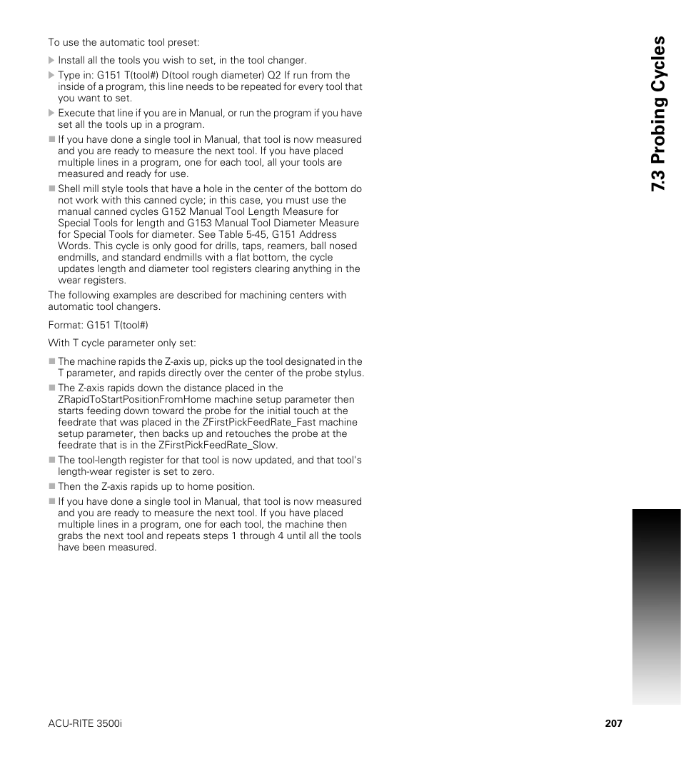 3 pr obing cy cles | ACU-RITE CNC 3500i User Manual | Page 233 / 474
