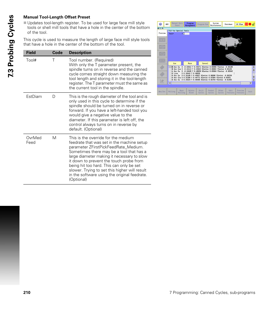 Manual tool-length offset preset, 3 pr obing cy cles | ACU-RITE CNC 3500i User Manual | Page 236 / 474