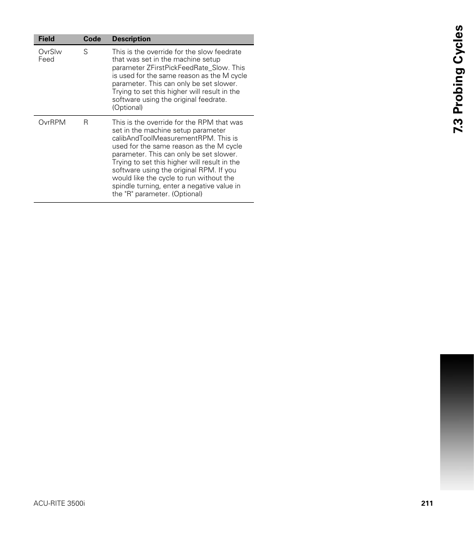 3 pr obing cy cles | ACU-RITE CNC 3500i User Manual | Page 237 / 474