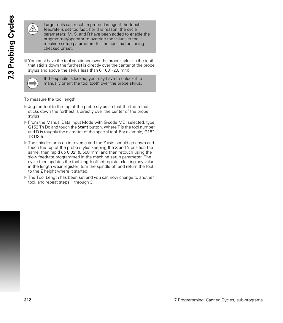 3 pr obing cy cles | ACU-RITE CNC 3500i User Manual | Page 238 / 474