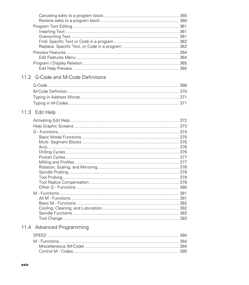 2 g-code and m-code definitions, 3 edit help, 4 advanced programming | ACU-RITE CNC 3500i User Manual | Page 24 / 474