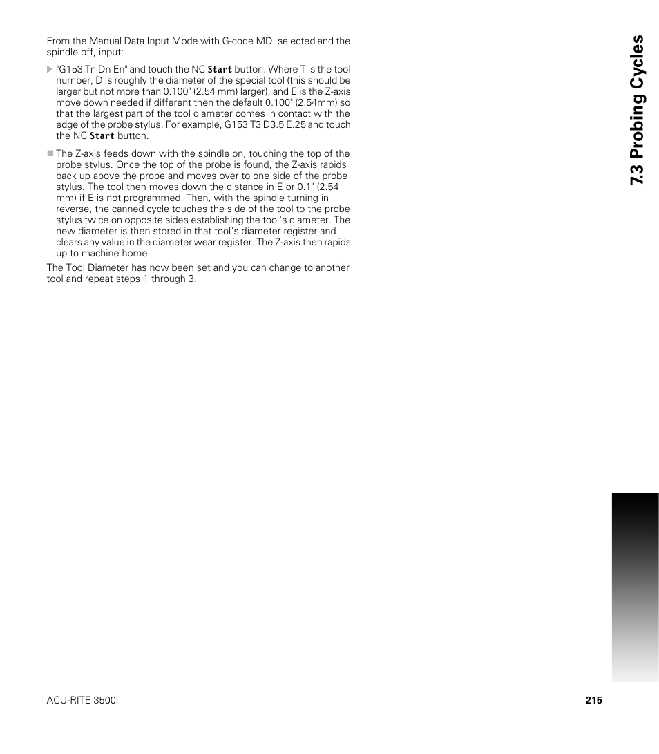 3 pr obing cy cles | ACU-RITE CNC 3500i User Manual | Page 241 / 474