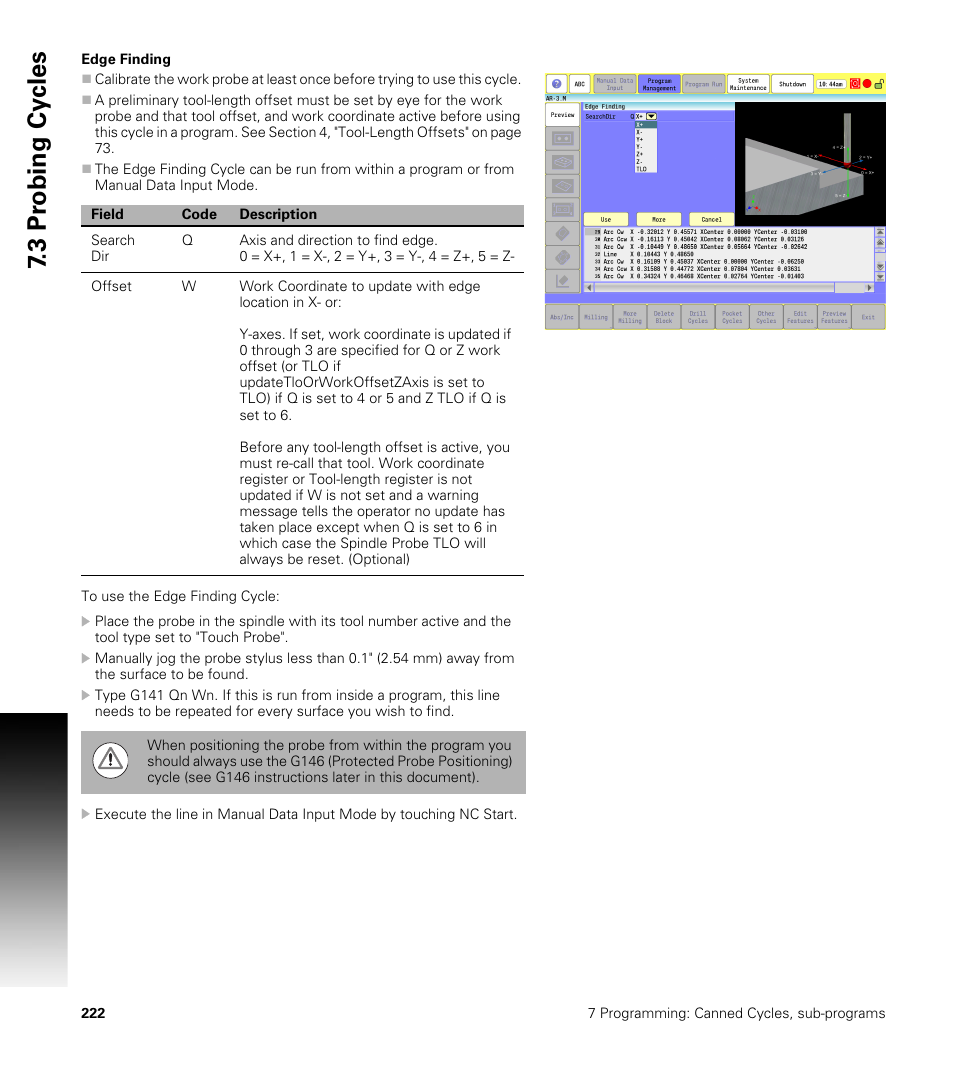 Edge finding, 3 pr obing cy cles | ACU-RITE CNC 3500i User Manual | Page 248 / 474