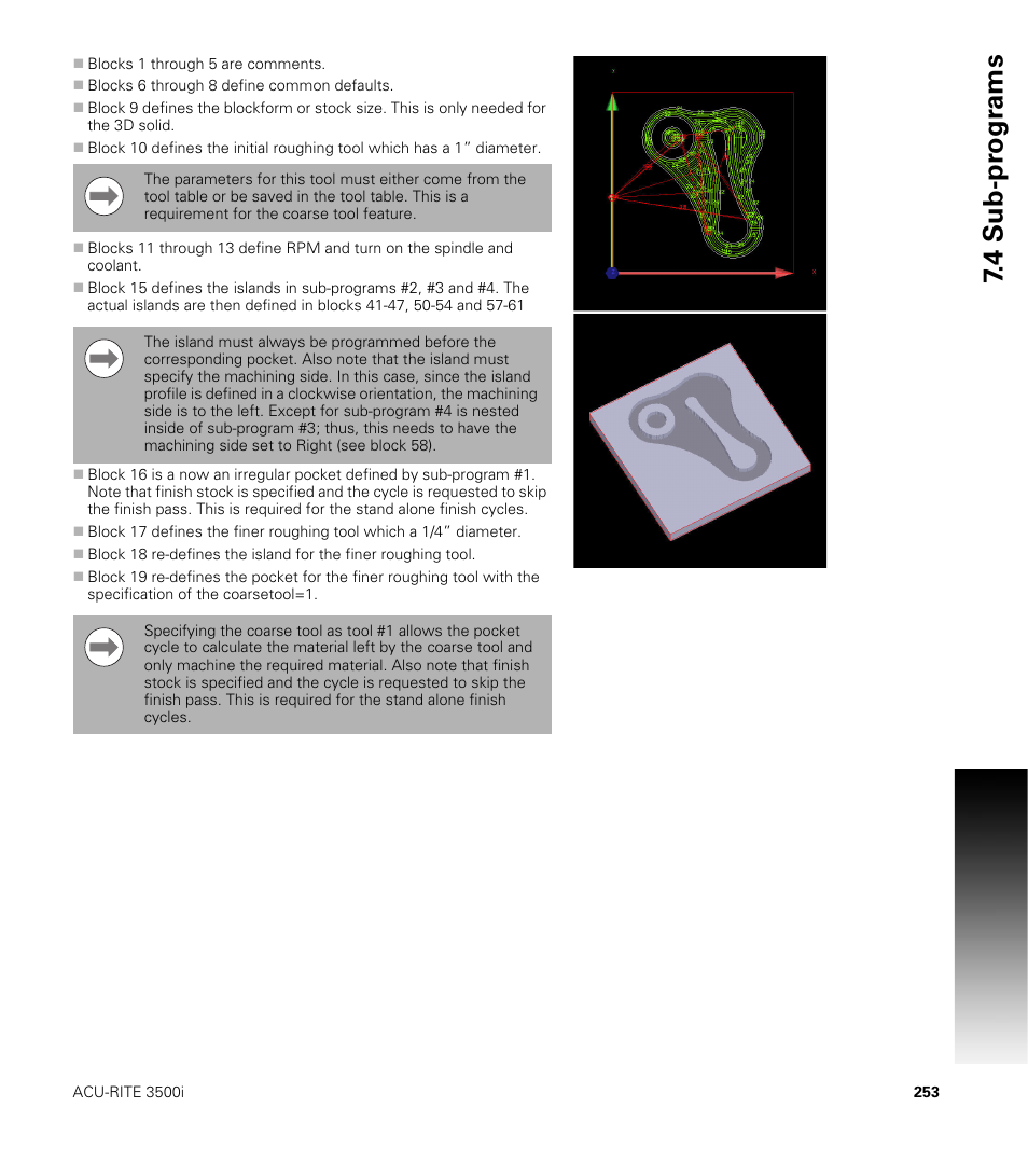 4 sub-pr ogr ams | ACU-RITE CNC 3500i User Manual | Page 279 / 474