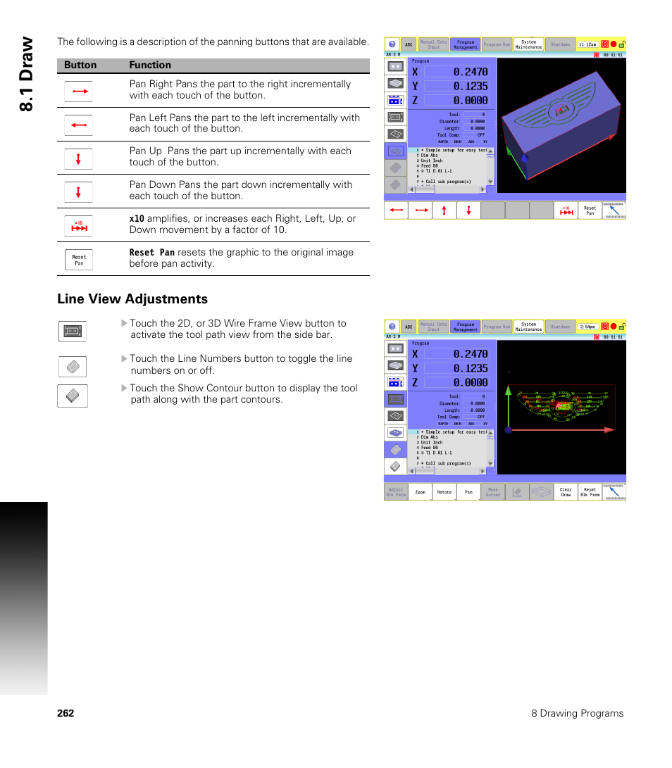 Line view adjustments, 1 dr a w | ACU-RITE CNC 3500i User Manual | Page 288 / 474