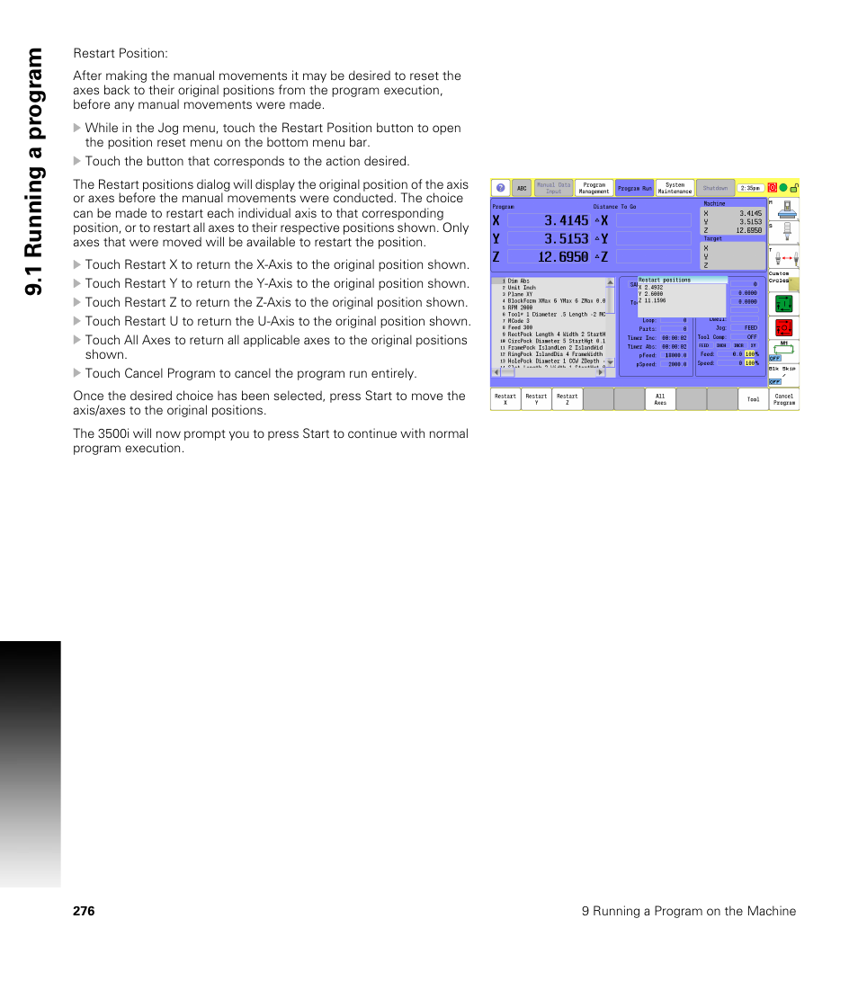 1 running a pr ogr am | ACU-RITE CNC 3500i User Manual | Page 302 / 474