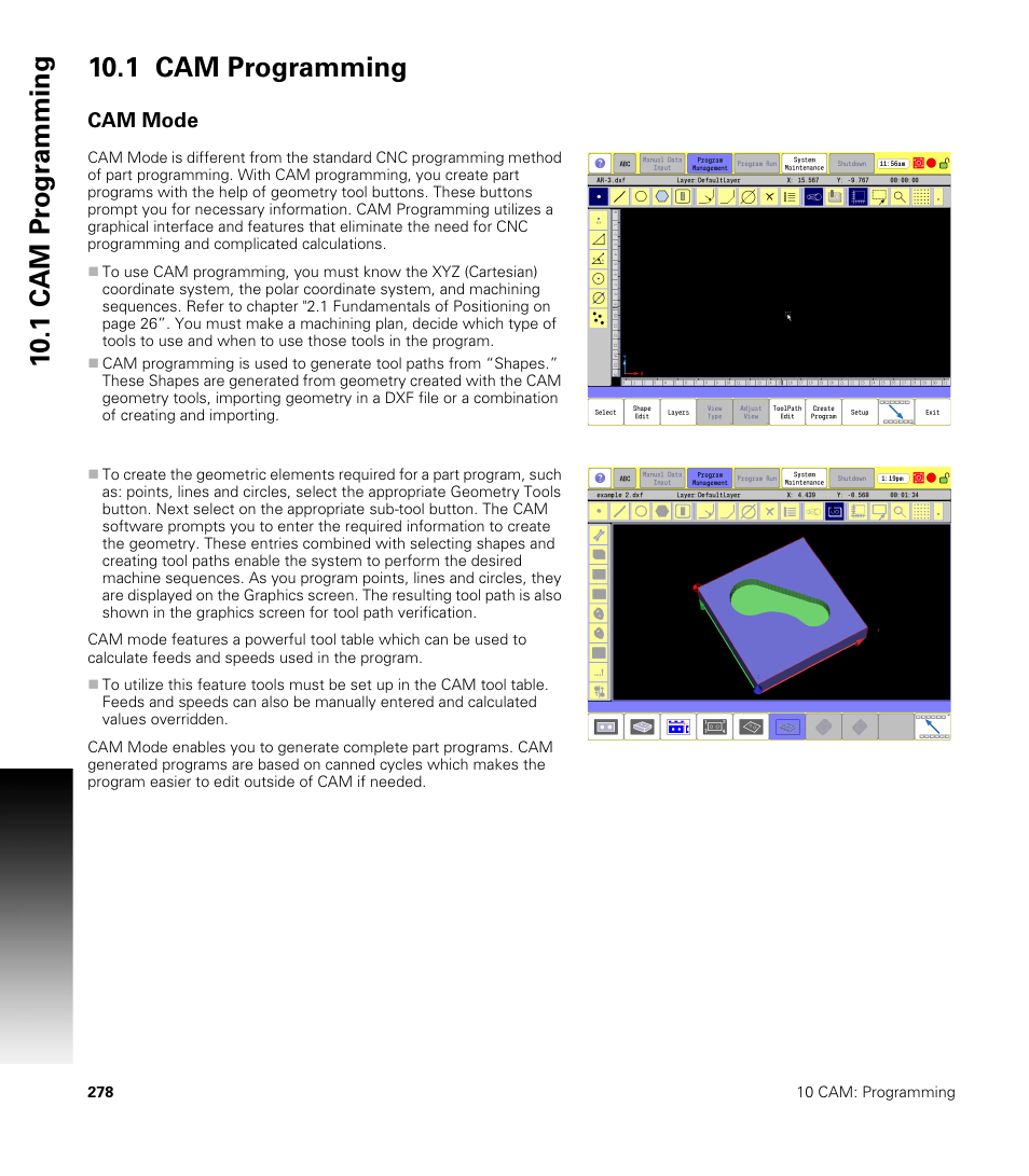 1 cam programming, Cam mode | ACU-RITE CNC 3500i User Manual | Page 304 / 474