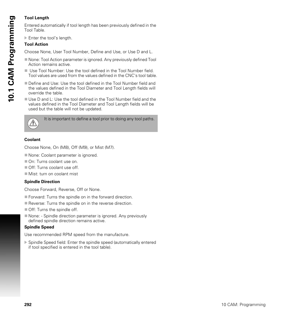 10 .1 cam pr ogr a mming | ACU-RITE CNC 3500i User Manual | Page 318 / 474