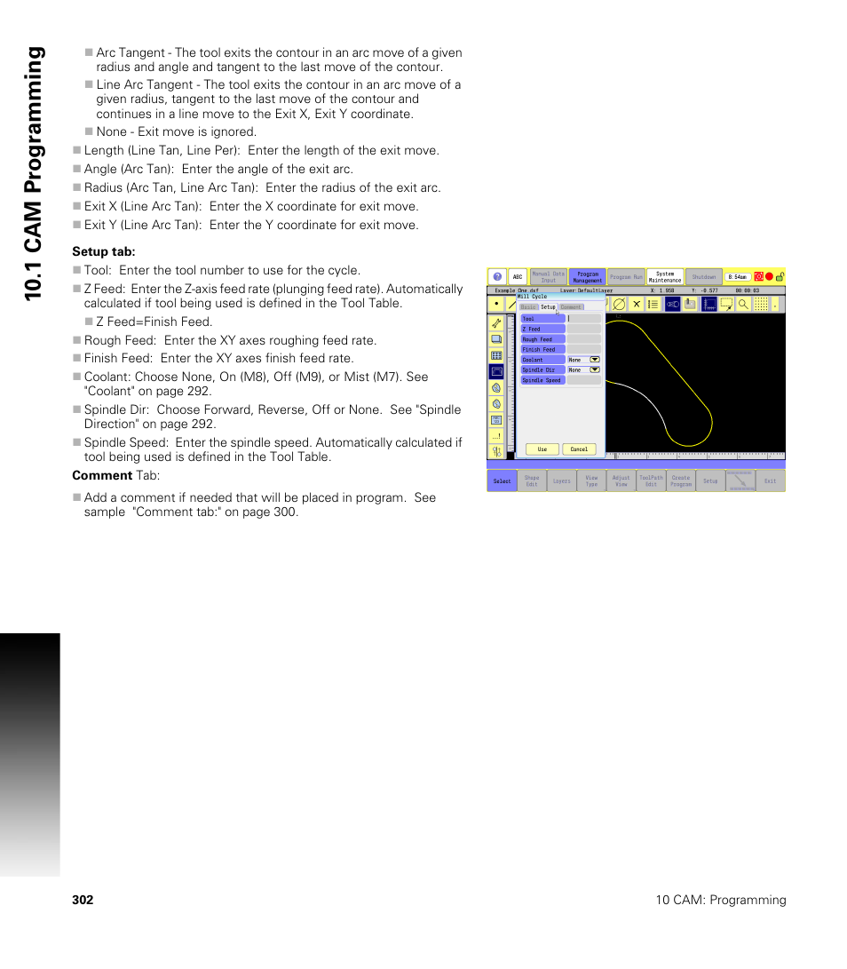 Setup tab, 10 .1 cam pr ogr a mming | ACU-RITE CNC 3500i User Manual | Page 328 / 474