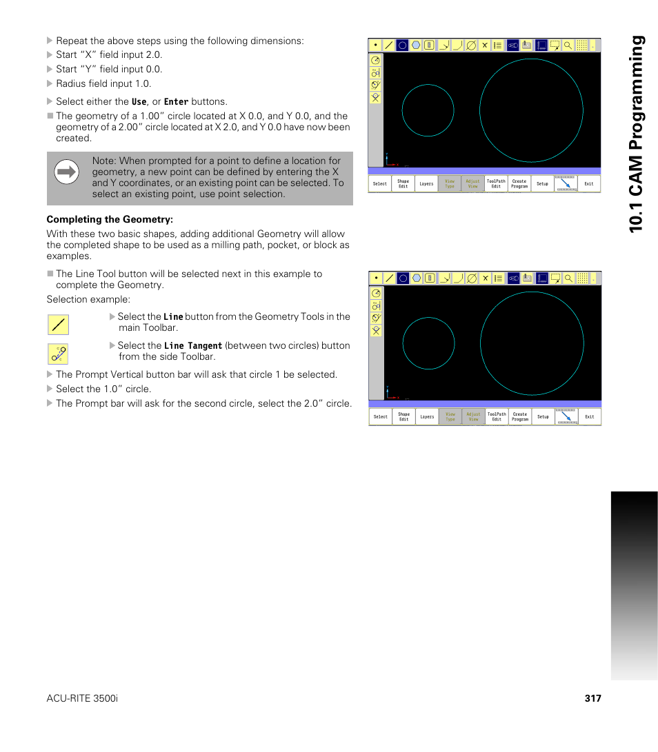 Completing the geometry, 10 .1 cam pr ogr a mming | ACU-RITE CNC 3500i User Manual | Page 343 / 474