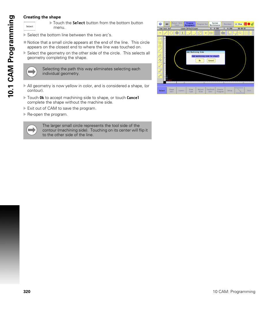 Creating the shape, 10 .1 cam pr ogr a mming | ACU-RITE CNC 3500i User Manual | Page 346 / 474