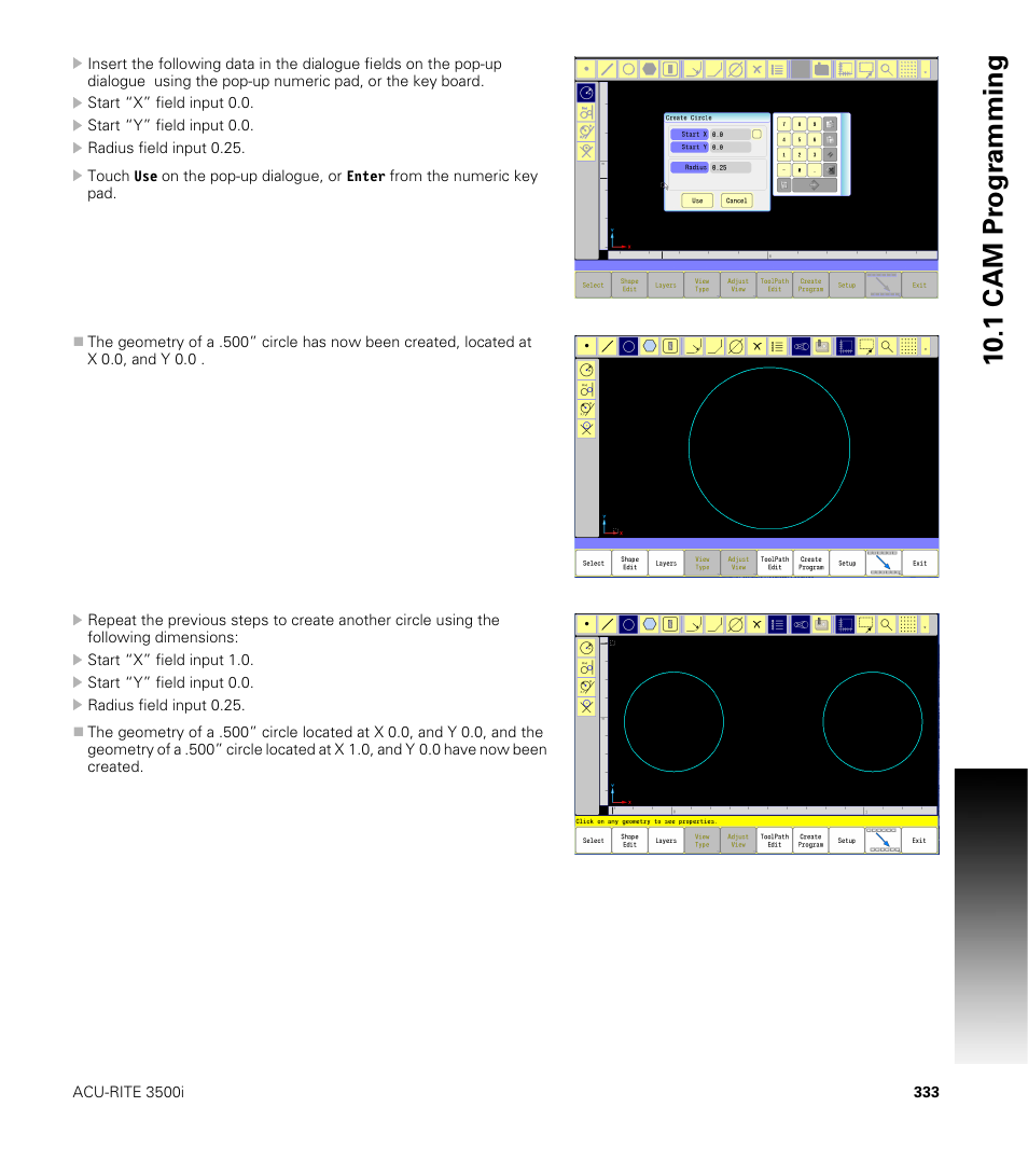 10 .1 cam pr ogr a mming | ACU-RITE CNC 3500i User Manual | Page 359 / 474