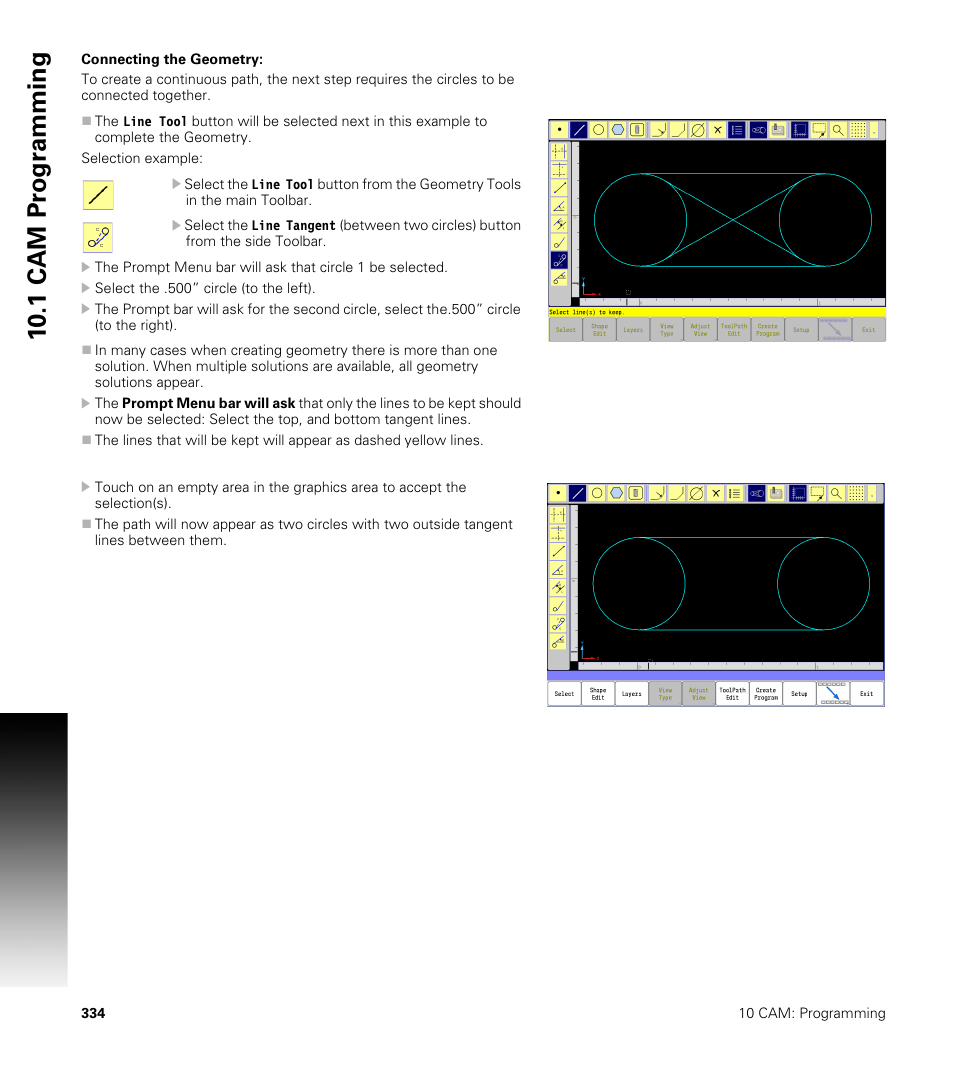 Connecting the geometry, 10 .1 cam pr ogr a mming | ACU-RITE CNC 3500i User Manual | Page 360 / 474