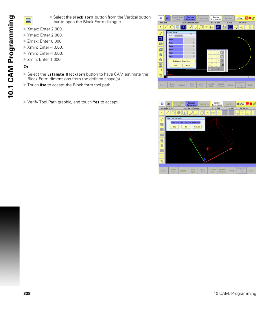 10 .1 cam pr ogr a mming | ACU-RITE CNC 3500i User Manual | Page 364 / 474