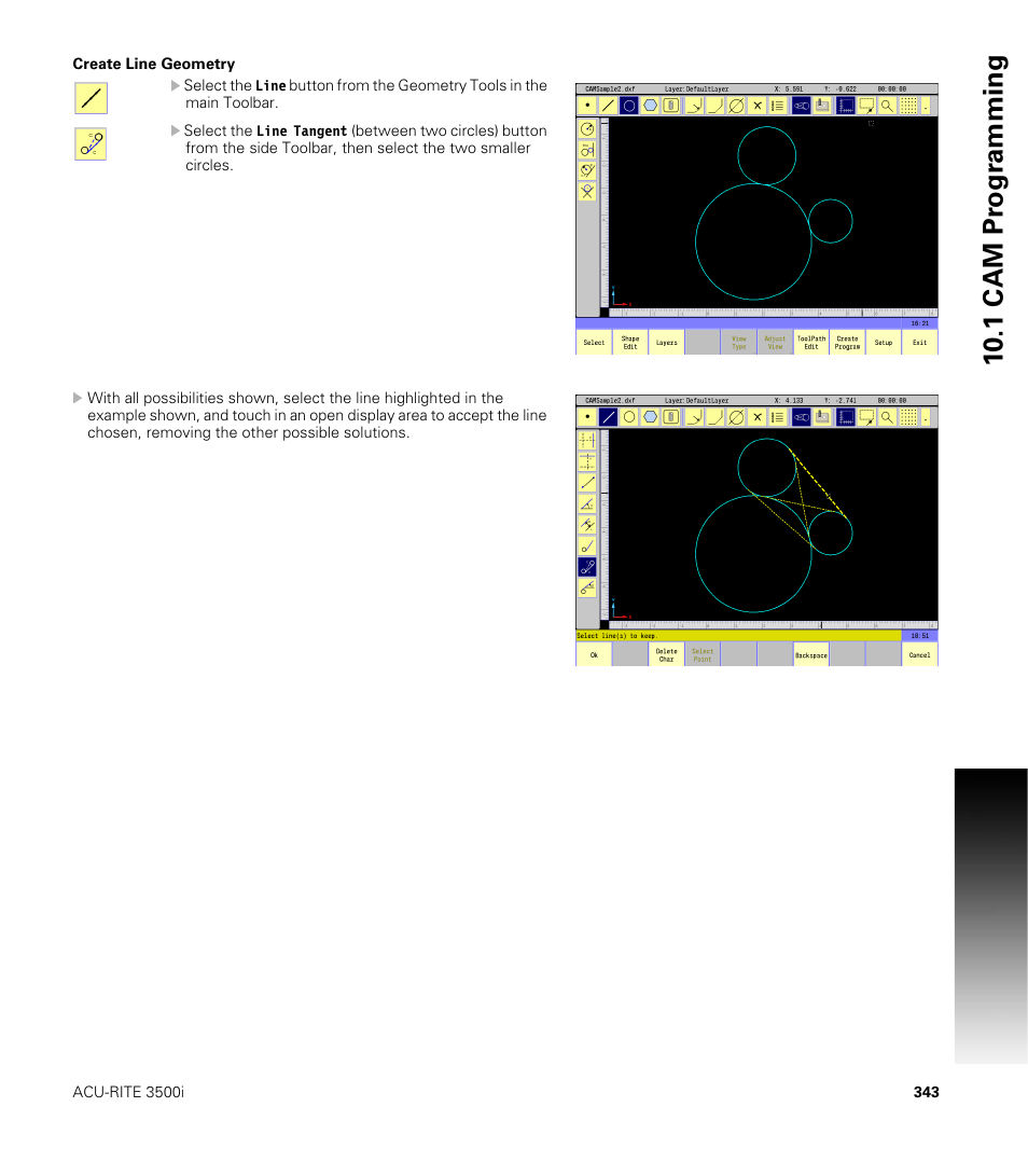 Create line geometry, 10 .1 cam pr ogr a mming | ACU-RITE CNC 3500i User Manual | Page 369 / 474