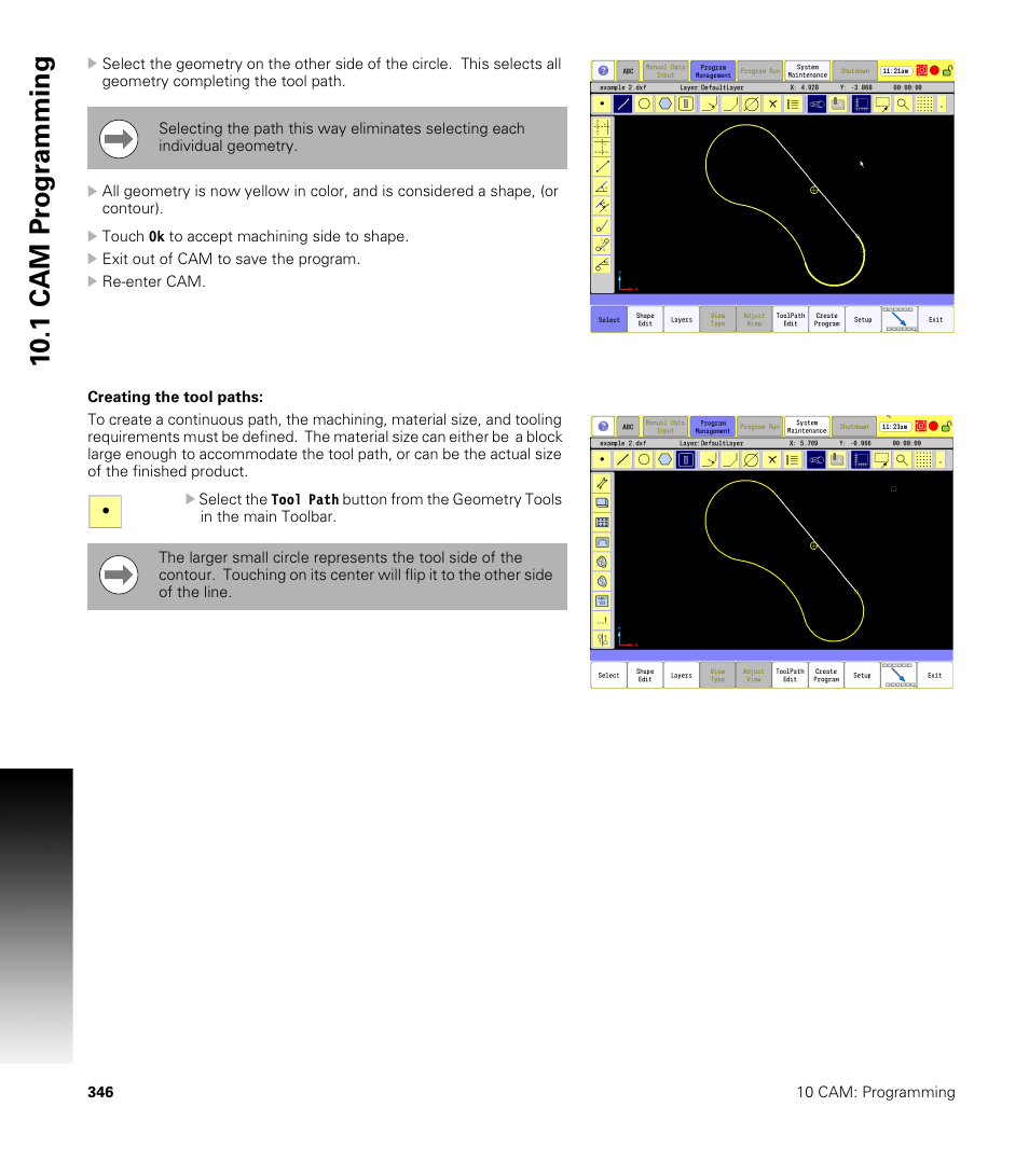 Creating the tool paths, 10 .1 cam pr ogr a mming | ACU-RITE CNC 3500i User Manual | Page 372 / 474