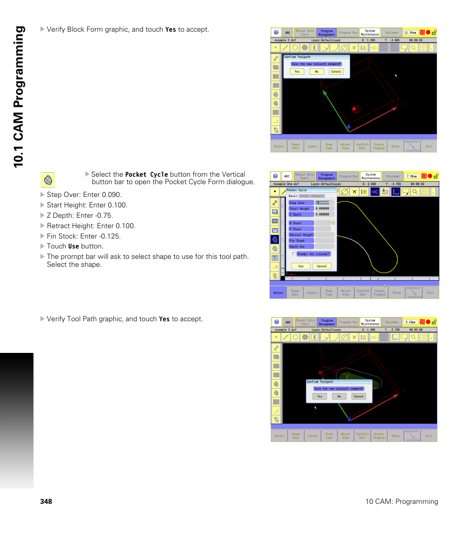 10 .1 cam pr ogr a mming | ACU-RITE CNC 3500i User Manual | Page 374 / 474