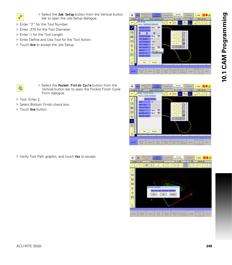 10 .1 cam pr ogr a mming | ACU-RITE CNC 3500i User Manual | Page 375 / 474