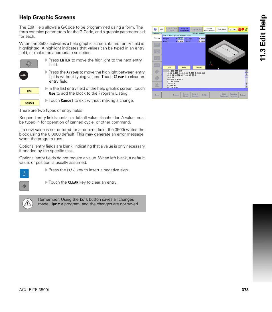 Help graphic screens, 3 edit help | ACU-RITE CNC 3500i User Manual | Page 399 / 474