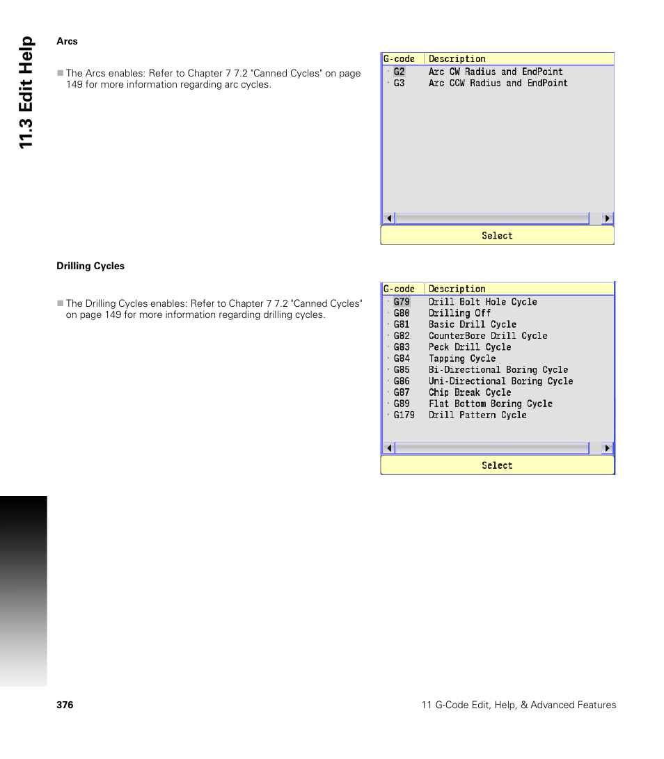 Arcs, Drilling cycles, Arcs drilling cycles | 3 edit help | ACU-RITE CNC 3500i User Manual | Page 402 / 474