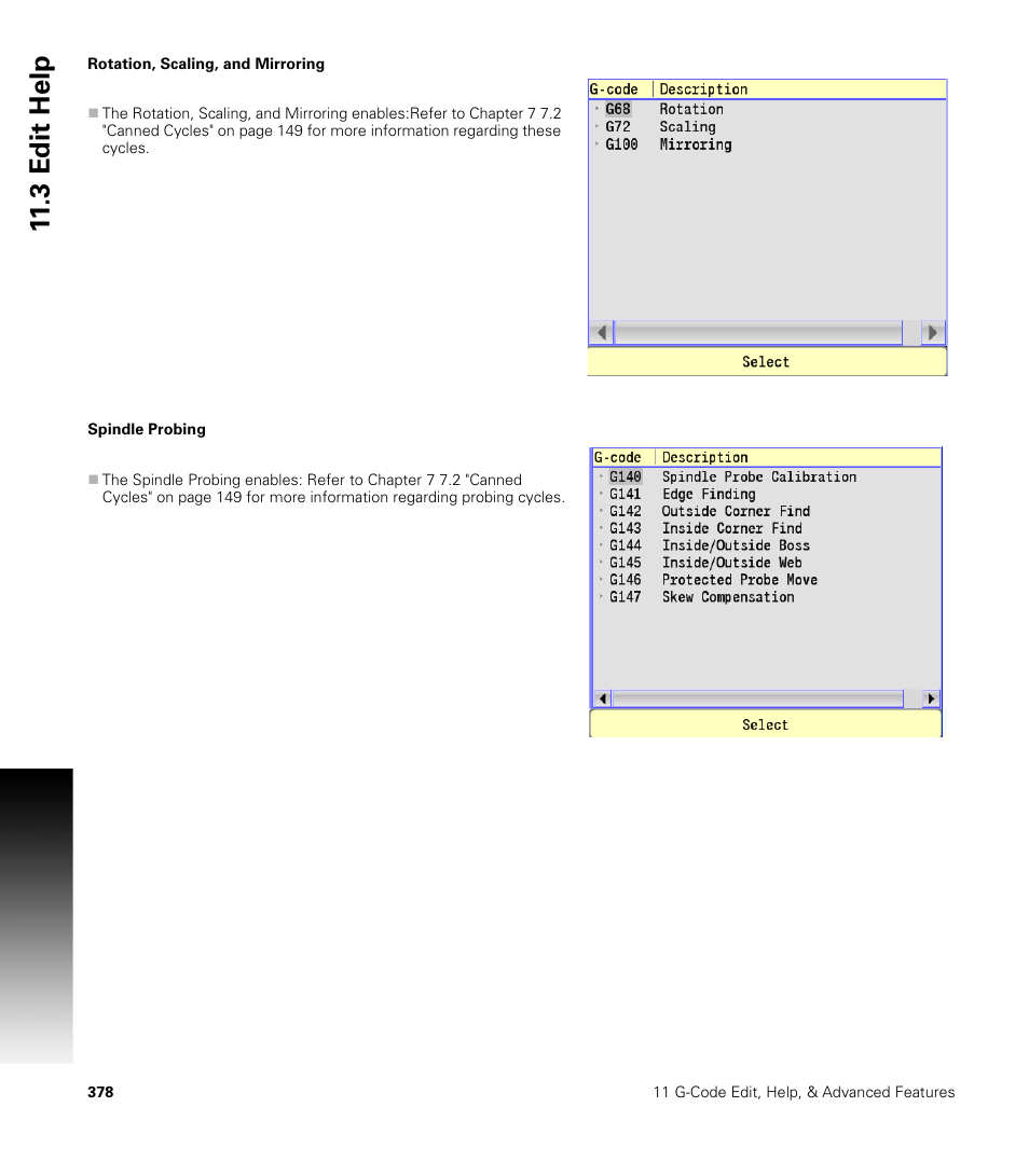 Rotation, scaling, and mirroring, Spindle probing, Rotation, scaling, and mirroring spindle probing | 3 edit help | ACU-RITE CNC 3500i User Manual | Page 404 / 474