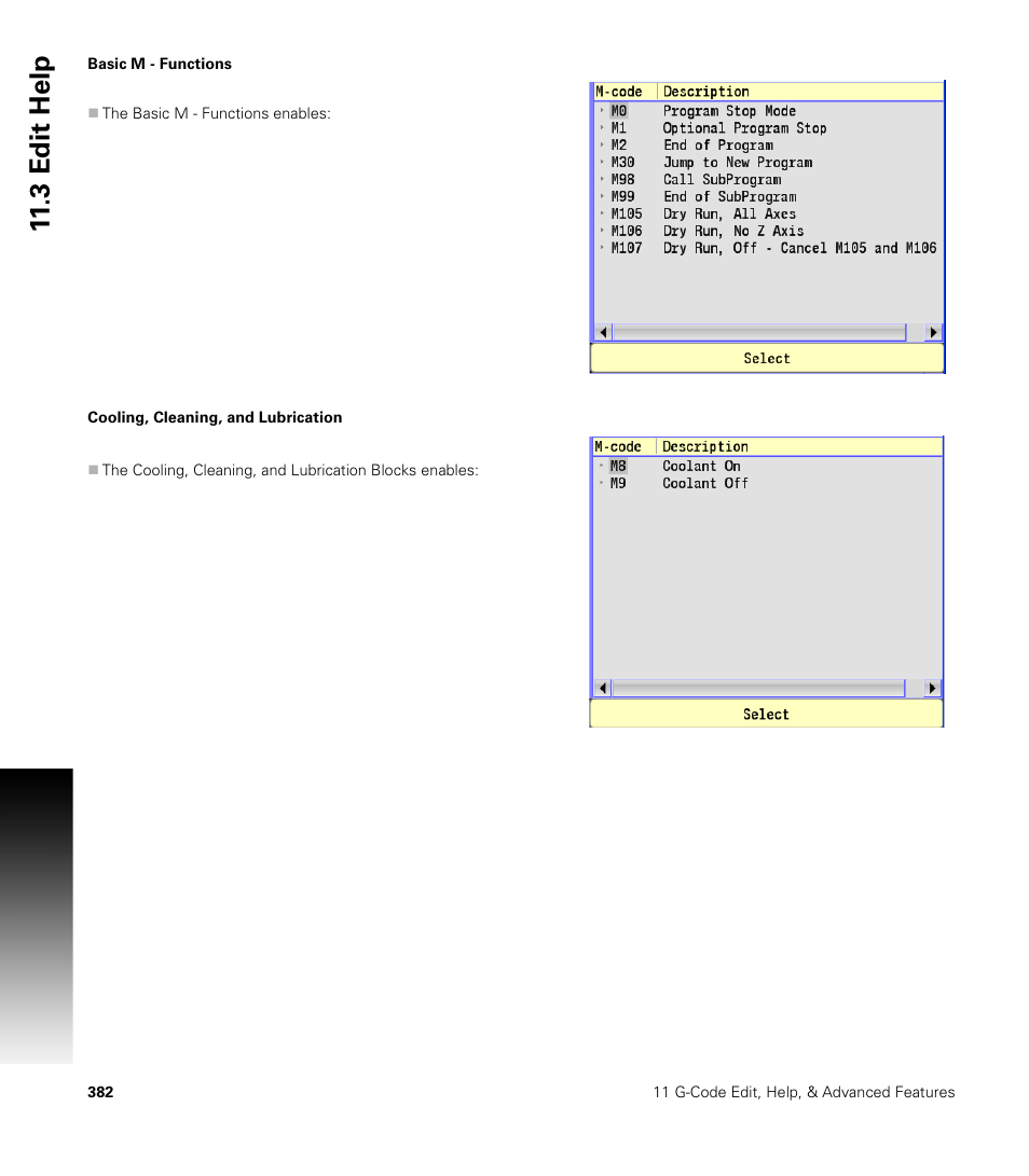 Basic m - functions, Cooling, cleaning, and lubrication, 3 edit help | ACU-RITE CNC 3500i User Manual | Page 408 / 474