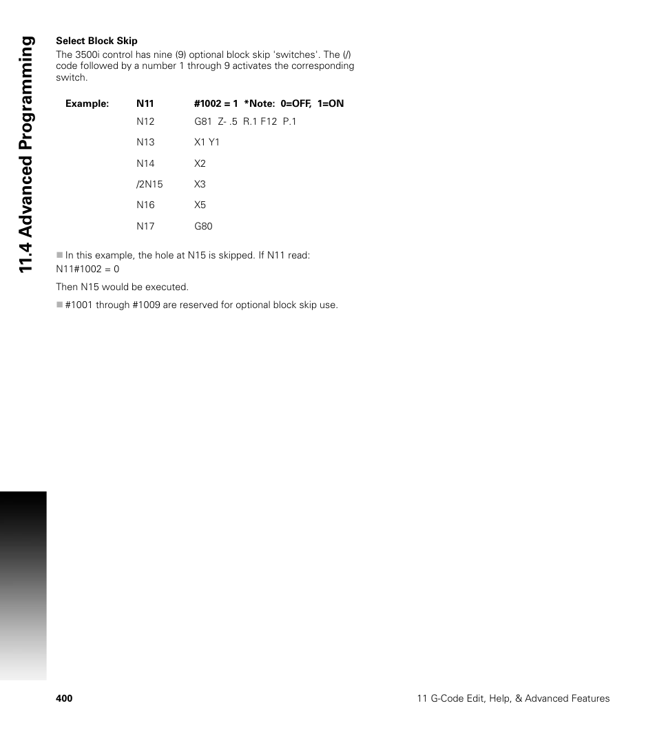 Select block skip | ACU-RITE CNC 3500i User Manual | Page 426 / 474