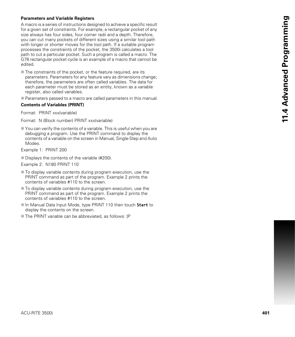 Parameters and variable registers | ACU-RITE CNC 3500i User Manual | Page 427 / 474