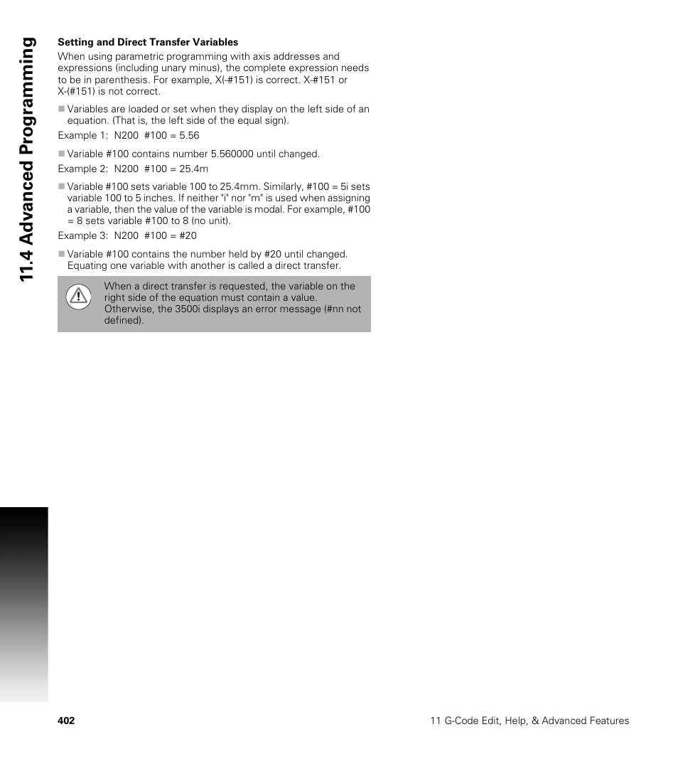 Setting and direct transfer variables | ACU-RITE CNC 3500i User Manual | Page 428 / 474