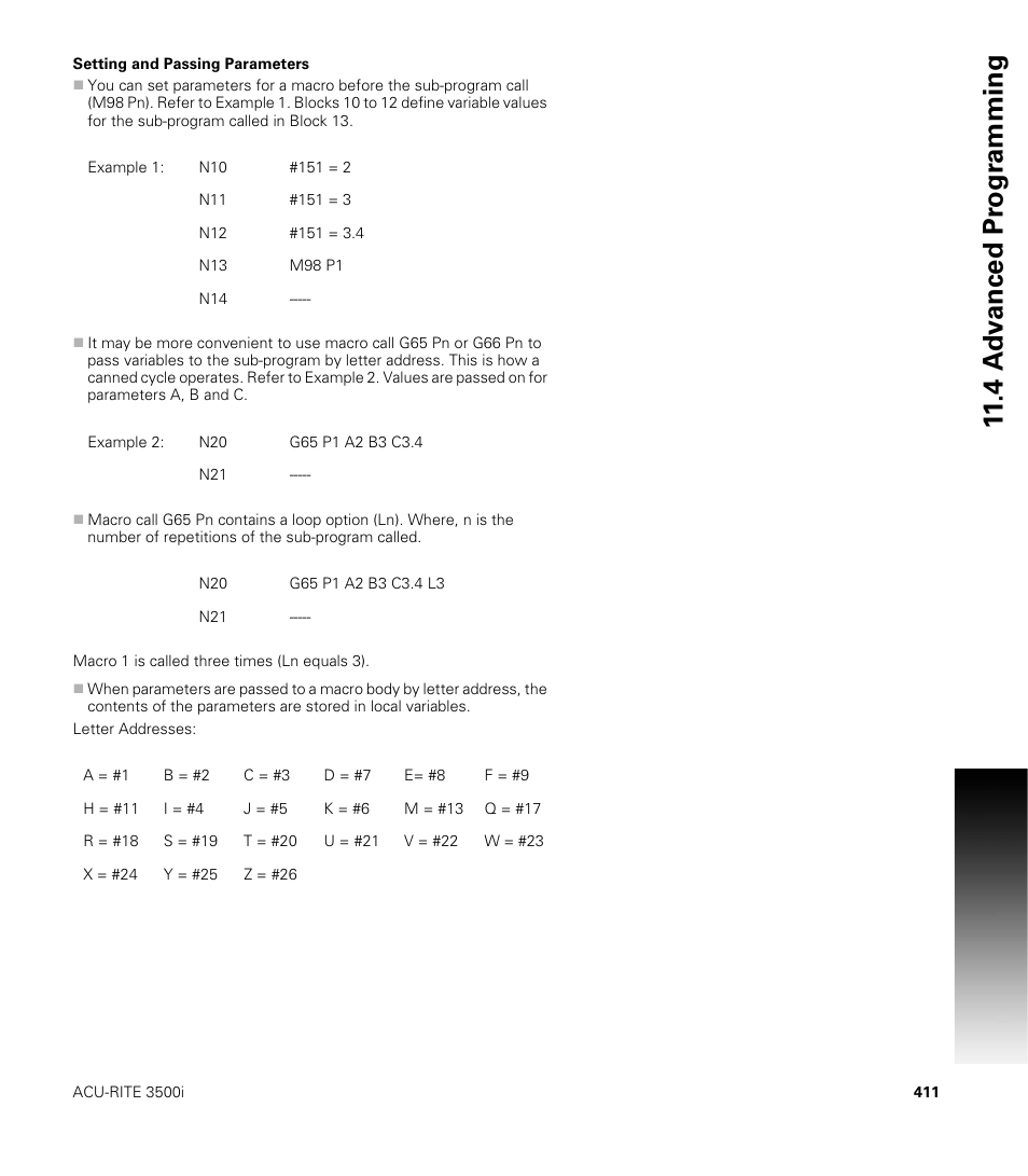 Setting and passing parameters | ACU-RITE CNC 3500i User Manual | Page 437 / 474