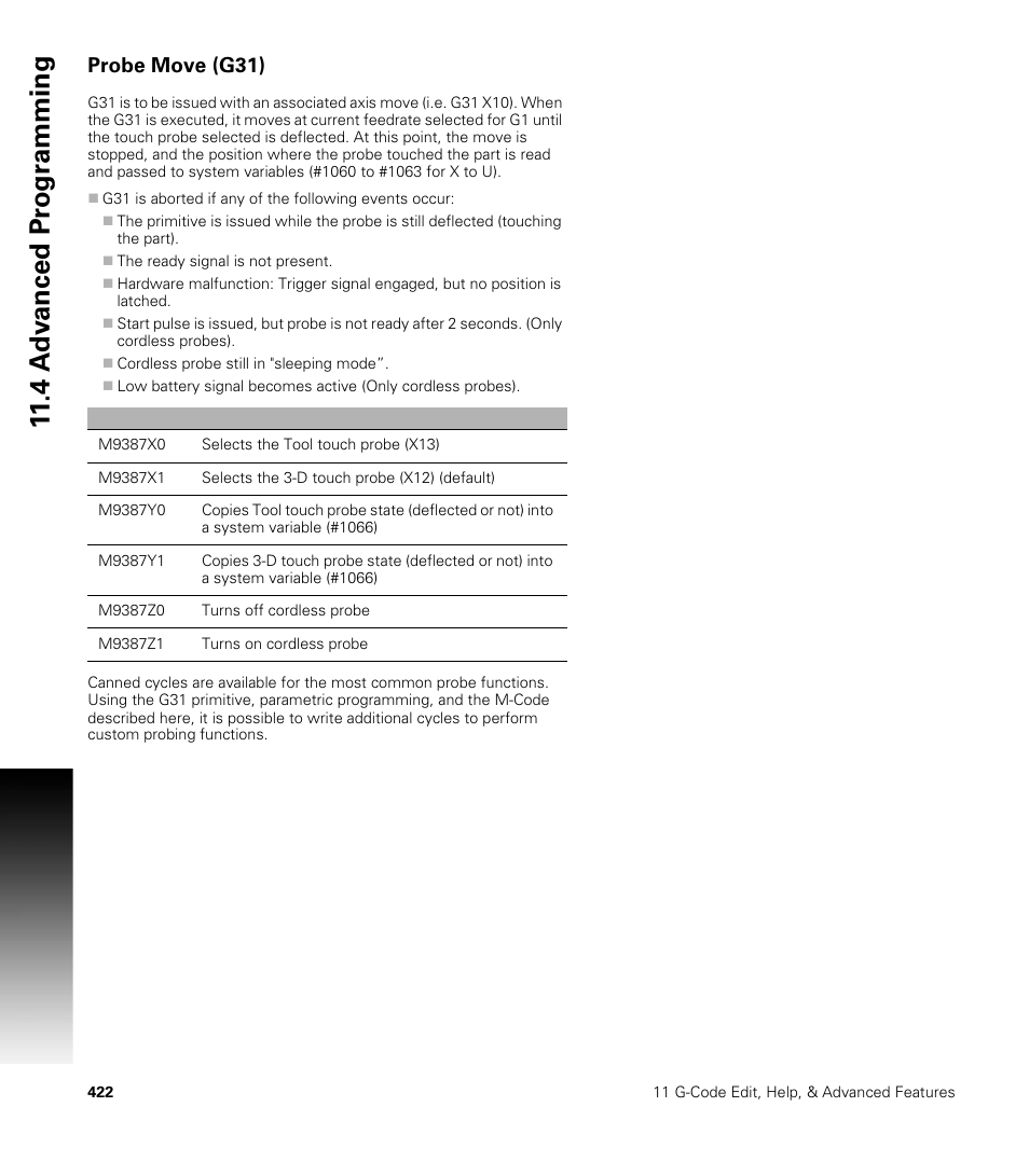 Probe move (g31) | ACU-RITE CNC 3500i User Manual | Page 448 / 474