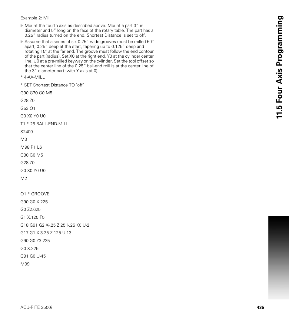 5 f our axis pr ogr a mming | ACU-RITE CNC 3500i User Manual | Page 461 / 474