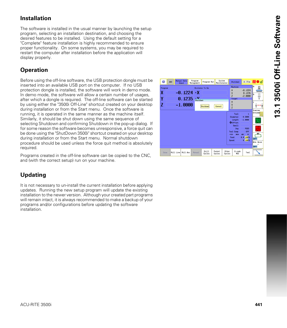 Installation, Operation, Updating | ACU-RITE CNC 3500i User Manual | Page 467 / 474