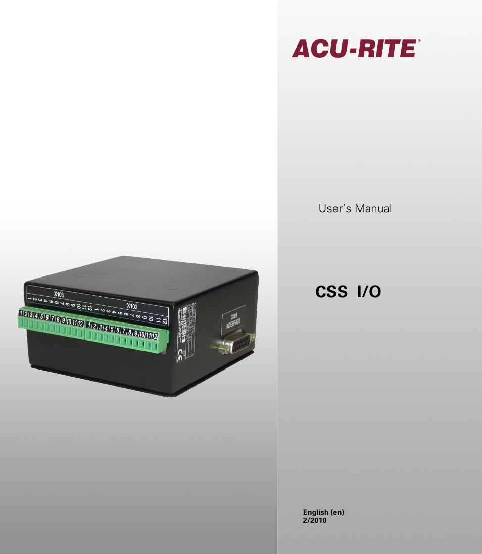 ACU-RITE CSS I/O Users Manual User Manual | 28 pages