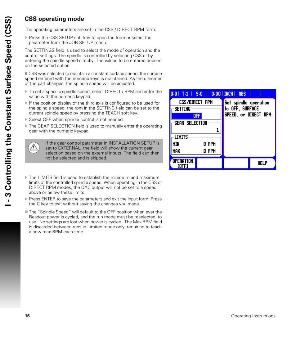 Css operating mode | ACU-RITE CSS I/O Users Manual User Manual | Page 18 / 28