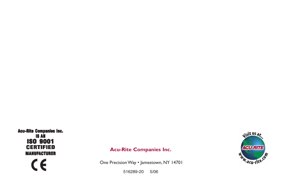 Iso 9001 | ACU-RITE ENC 125 T/E User Manual | Page 24 / 24