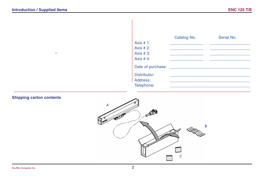 ACU-RITE ENC 125 T/E User Manual | Page 4 / 24