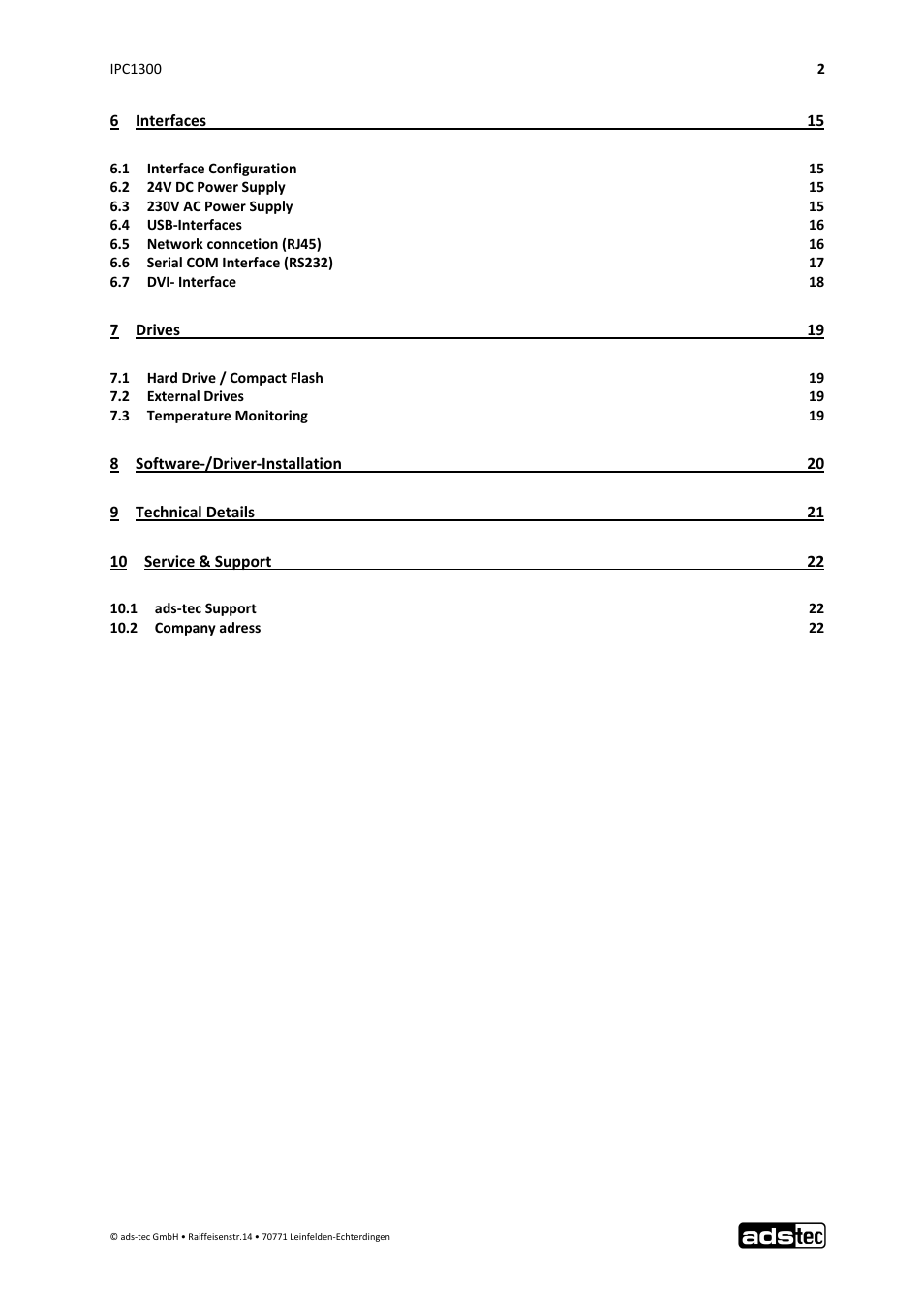 ADS-TEC IPC1300 User Manual | Page 3 / 23