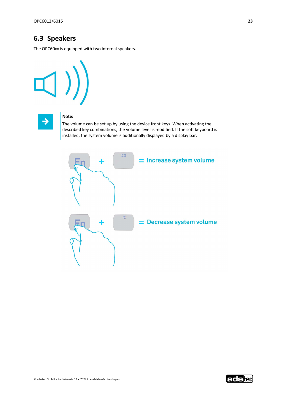 3 speakers | ADS-TEC OPC6012/6015 User Manual | Page 24 / 41