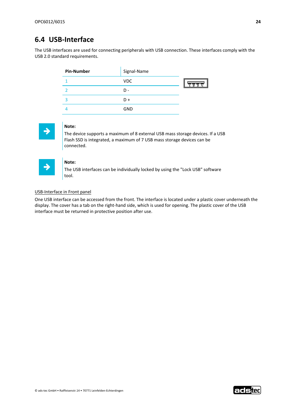 4 usb‐interface | ADS-TEC OPC6012/6015 User Manual | Page 25 / 41