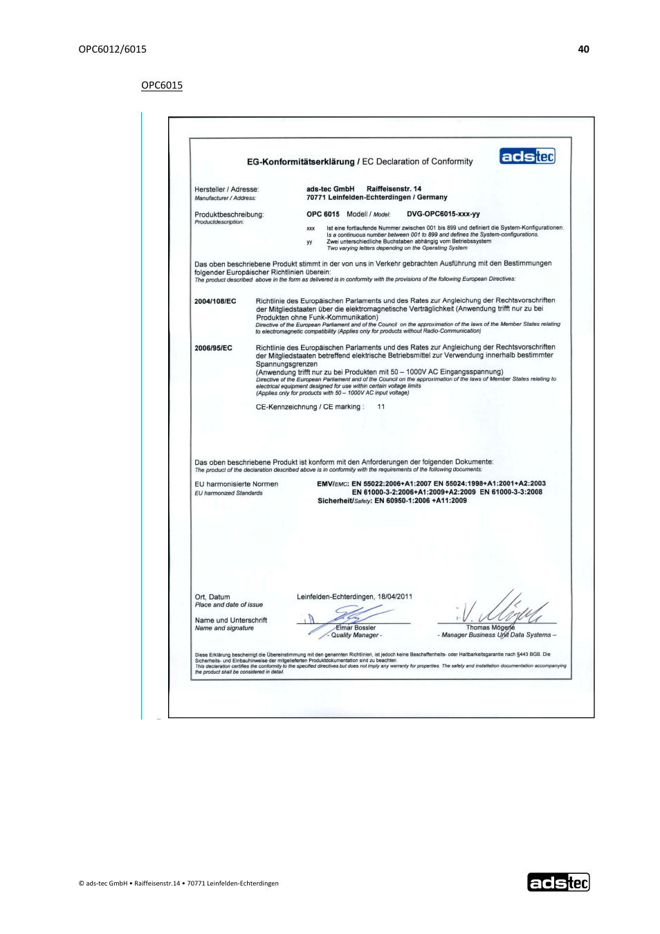ADS-TEC OPC6012/6015 User Manual | Page 41 / 41