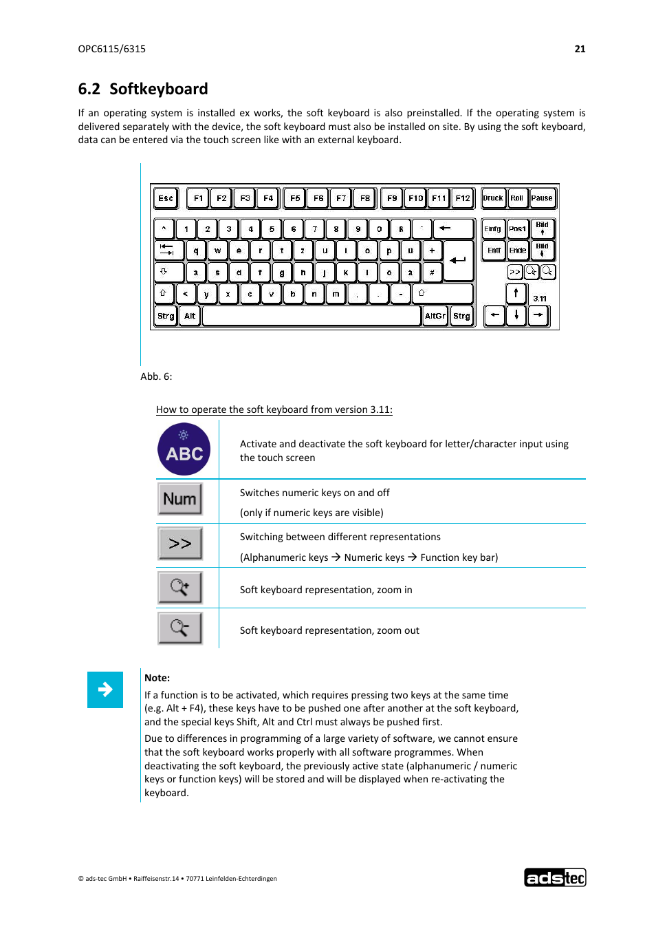 2 softkeyboard | ADS-TEC OPC6115/6315 User Manual | Page 22 / 42