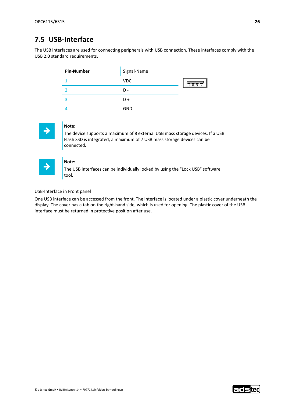 5 usb‐interface | ADS-TEC OPC6115/6315 User Manual | Page 27 / 42