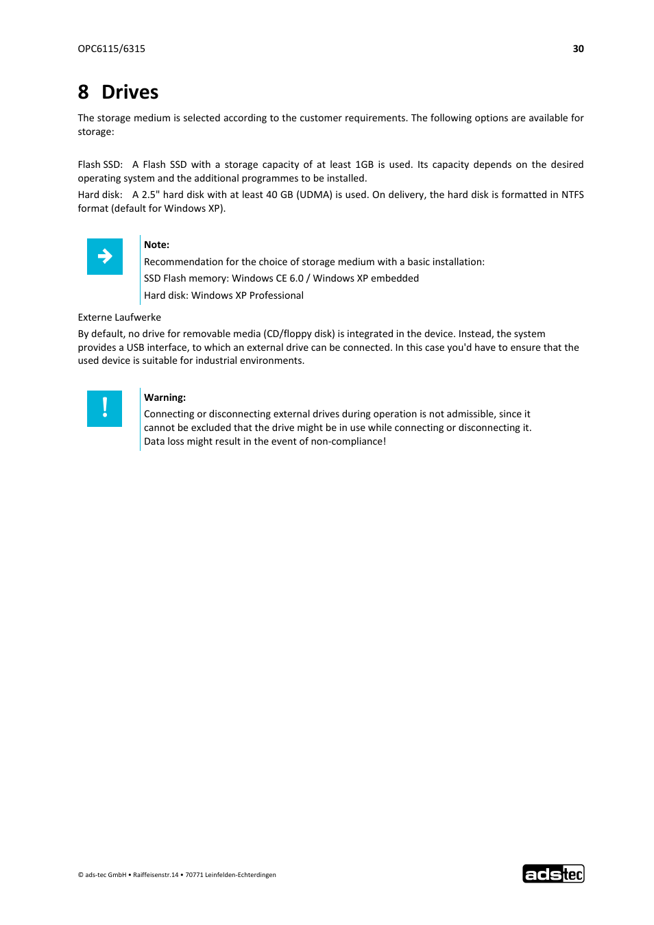 8 drives | ADS-TEC OPC6115/6315 User Manual | Page 31 / 42