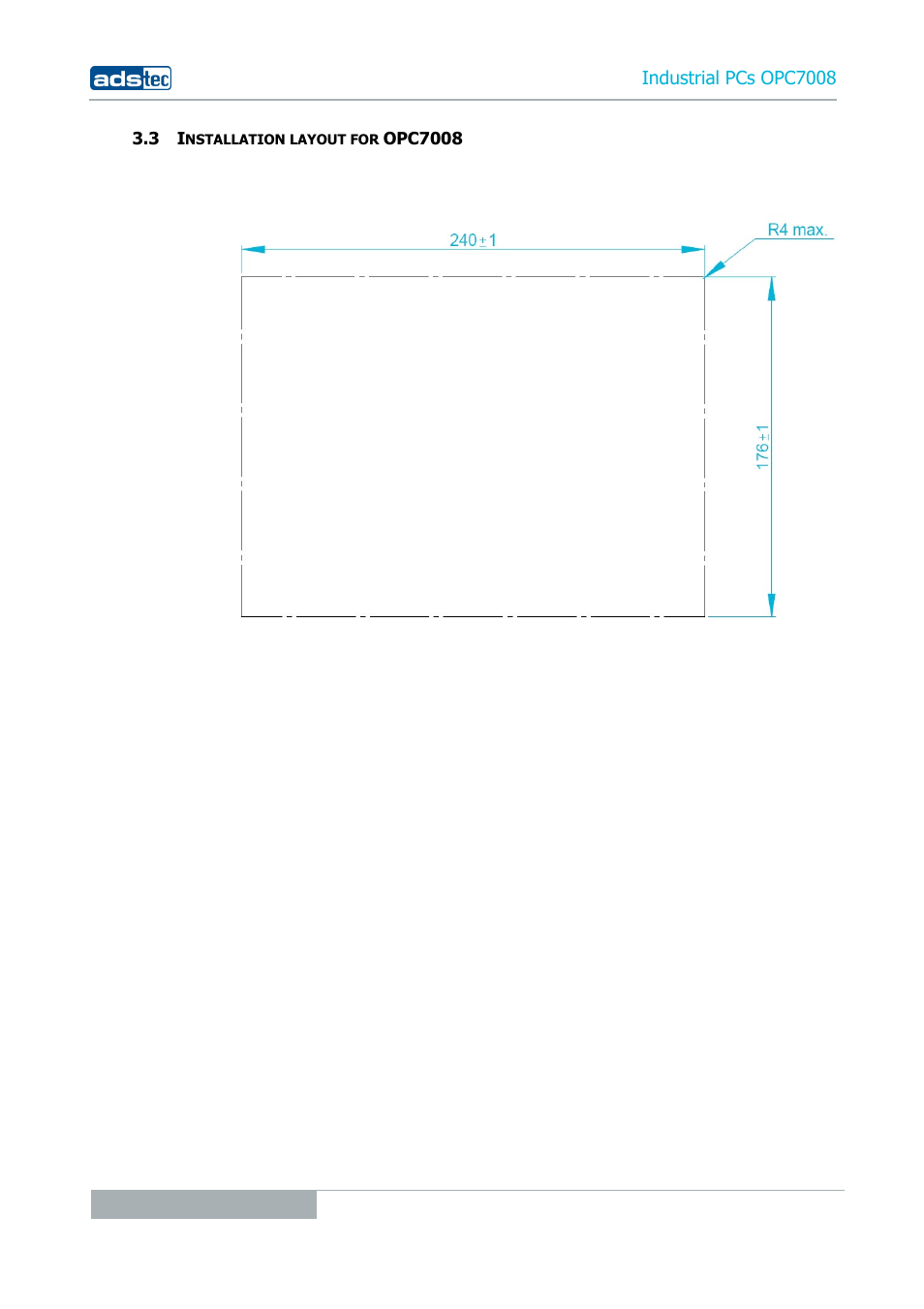 3 installation layout for opc7008, Industrial pcs opc7008 | ADS-TEC OPC7008 User Manual | Page 14 / 38