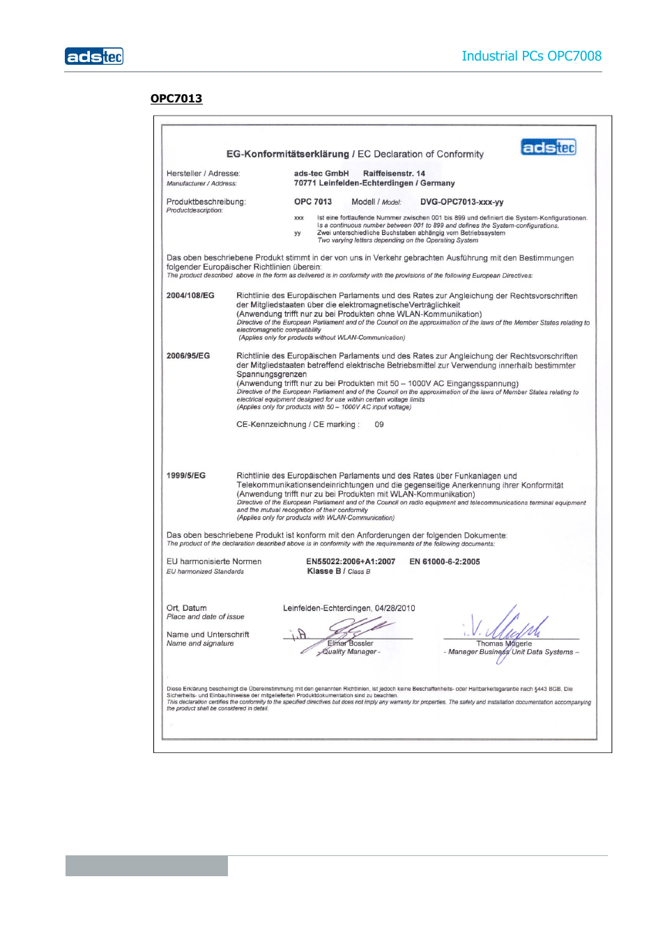 Industrial pcs opc7008 | ADS-TEC OPC7008 User Manual | Page 36 / 38