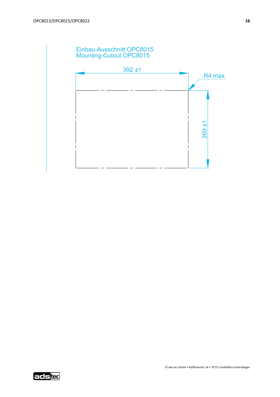 Installation layout opc8015 | ADS-TEC OPC8013/8015/8022 User Manual | Page 17 / 52