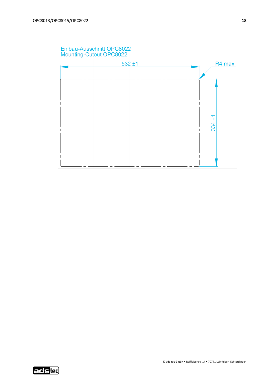 Installation layout opc8022 | ADS-TEC OPC8013/8015/8022 User Manual | Page 19 / 52