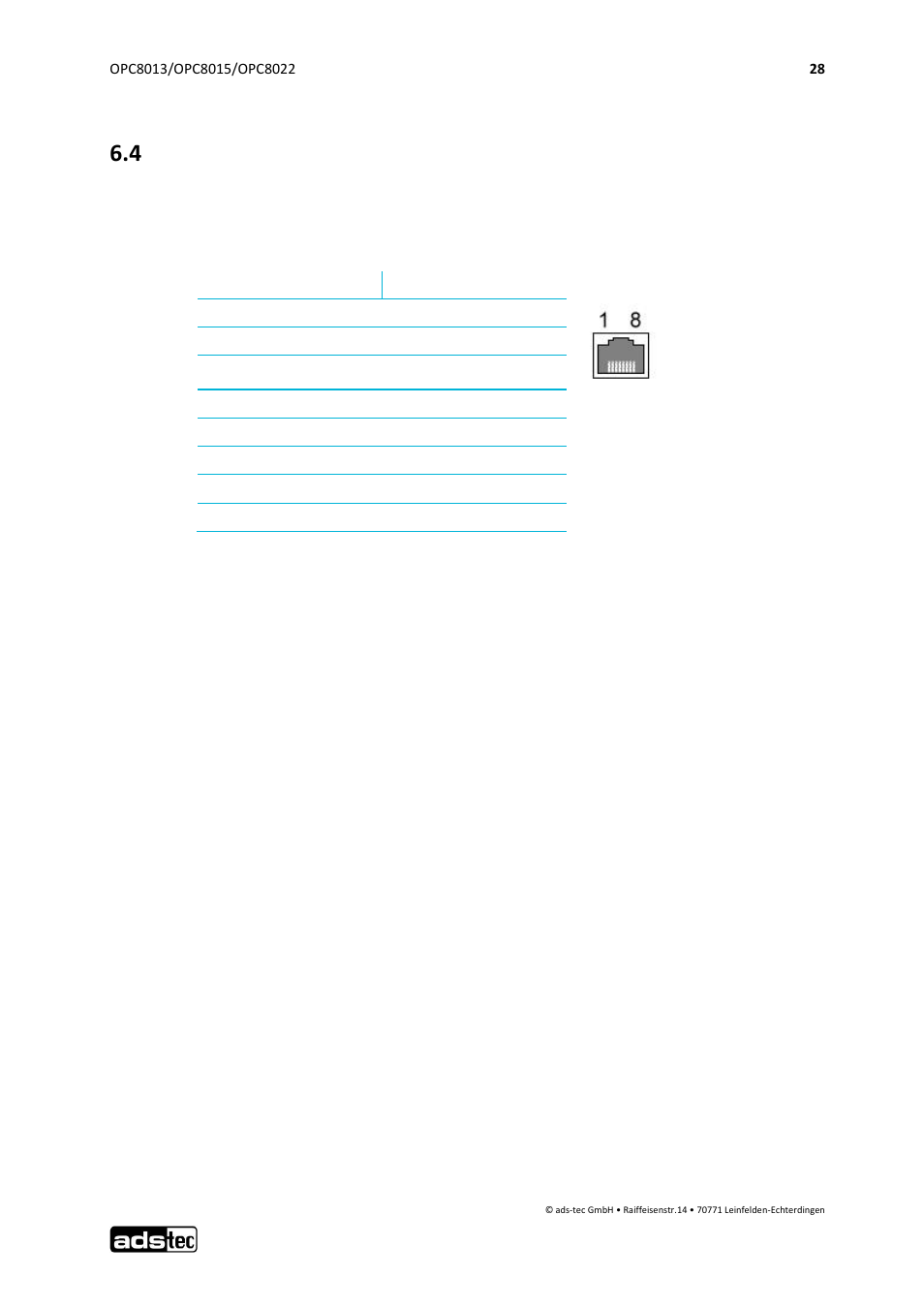 4 network connection (rj45) | ADS-TEC OPC8013/8015/8022 User Manual | Page 29 / 52